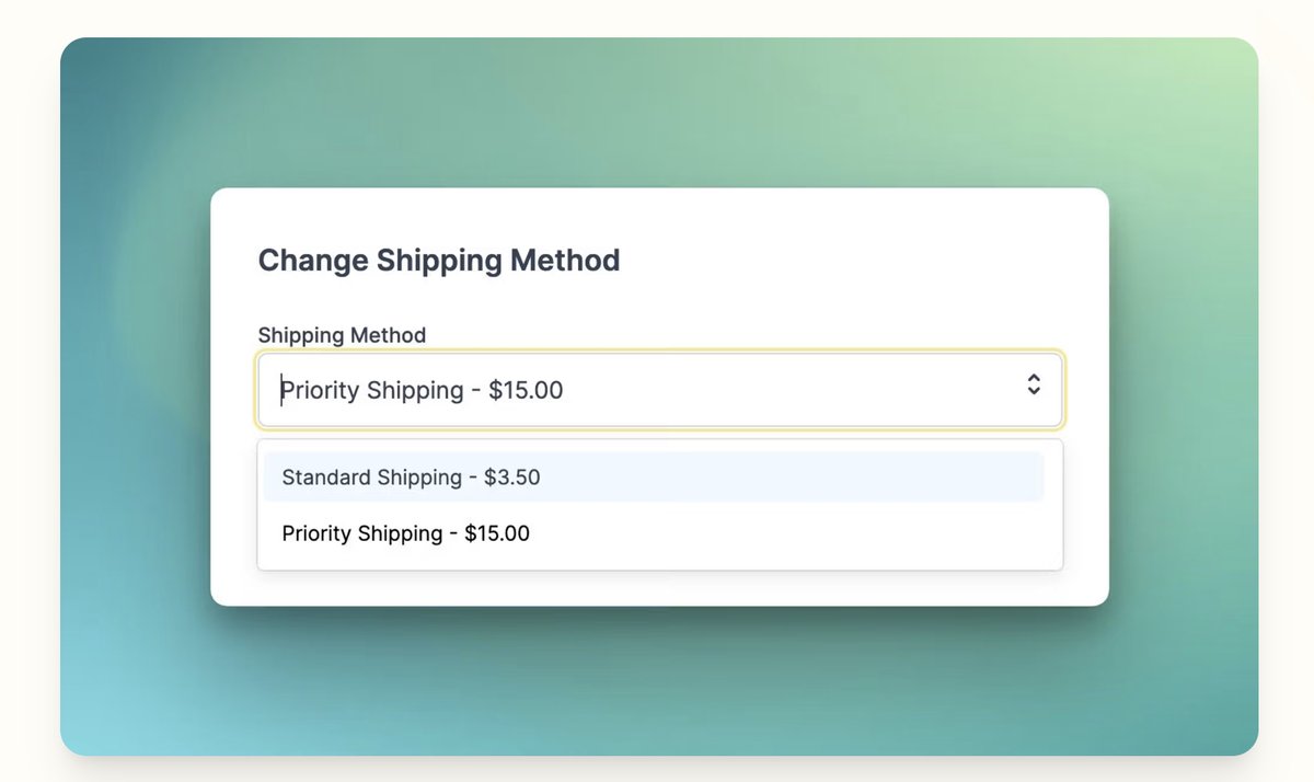 Cleverific change shipping method dropdown with standard and priority options